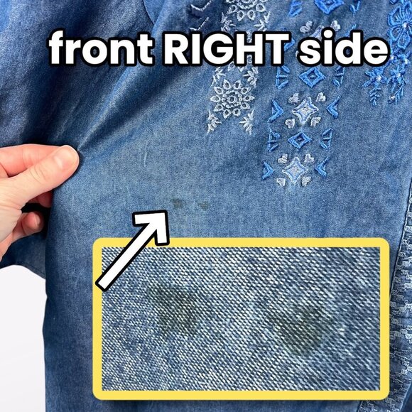 Vintage Y2K American Sweetheart Embroidered Denim Shirt Blue Button Up Western L - Picture 10 of 10